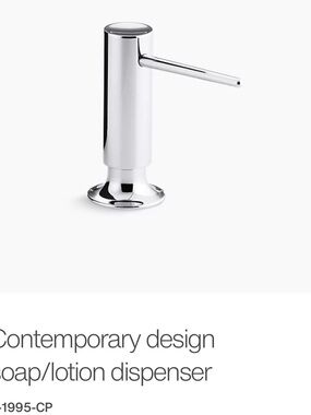 New Kohler Chrome Single-Handle Soap/Lotion Dispenser K-1995